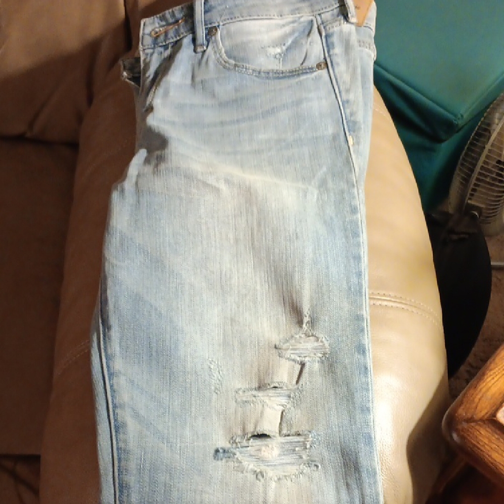 Abercrombie & Fitch Light Blue Boyfriend Jeans with Distressed Rips